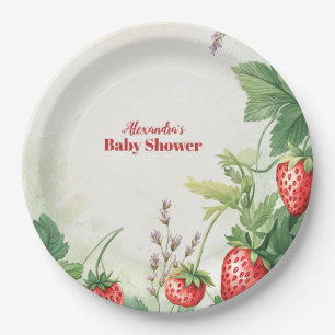 Strawberry Berry Sweet Baby Shower Paper Plate