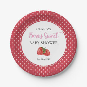 Strawberry Berry Sweet Baby Shower  Paper Plate