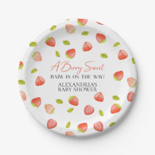 Strawberry Berry Sweet Baby Shower Paper Plate