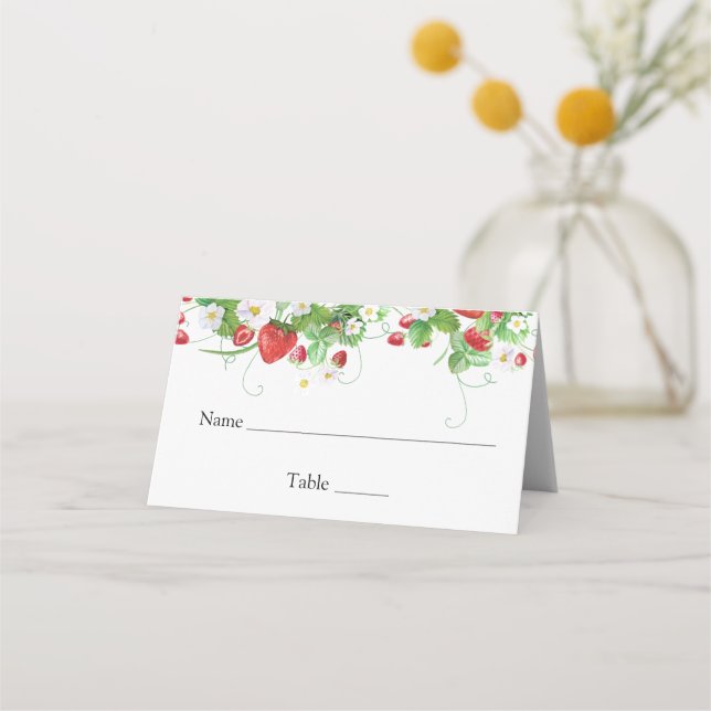 Strawberry Berry Sweet Baby Shower Place Card (Front)