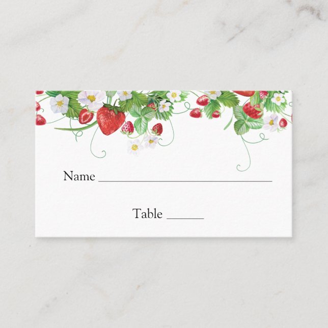 Strawberry Berry Sweet Baby Shower Place Card (Front)