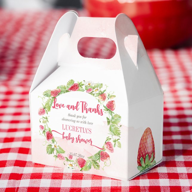 Strawberry berry sweet baby shower thank you favour box (Strawberry berry sweet baby shower thank you favor box strawberry themed baby shower favor box)