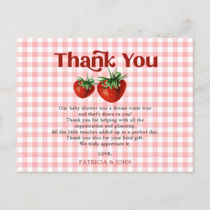 Strawberry Berry Sweet Baby Shower Thank You  Postcard