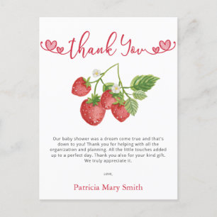 Strawberry Berry Sweet Baby Shower Thank You Postcard