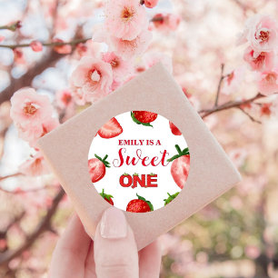 Strawberry Berry Sweet Birthday  Berry First  Classic Round Sticker