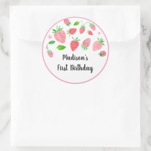 Strawberry Berry Sweet Birthday Classic Round Sticker