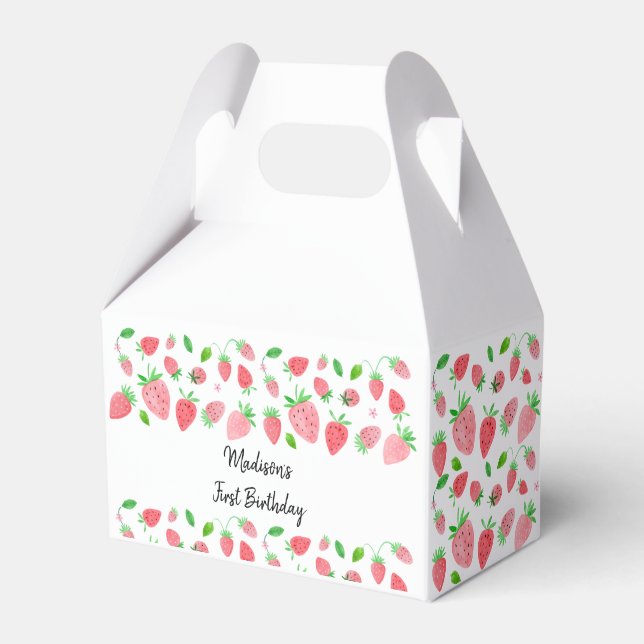 Strawberry Berry Sweet Birthday Favour Box (Front Side)
