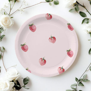 Strawberry berry sweet birthday paper plate