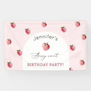 Strawberry berry sweet birthday party banner