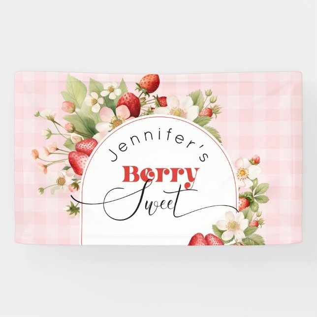 Strawberry berry sweet birthday party banner (Horizontal)
