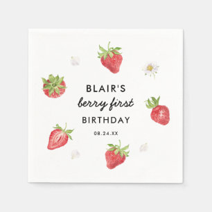 Strawberry Berry Sweet Birthday Party Napkin