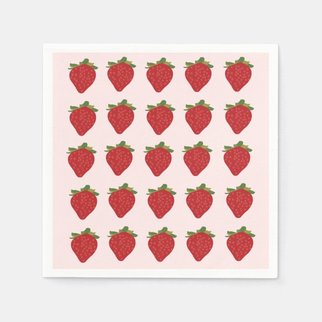 Strawberry Berry Sweet Birthday Party Strawberries Napkin (Front)
