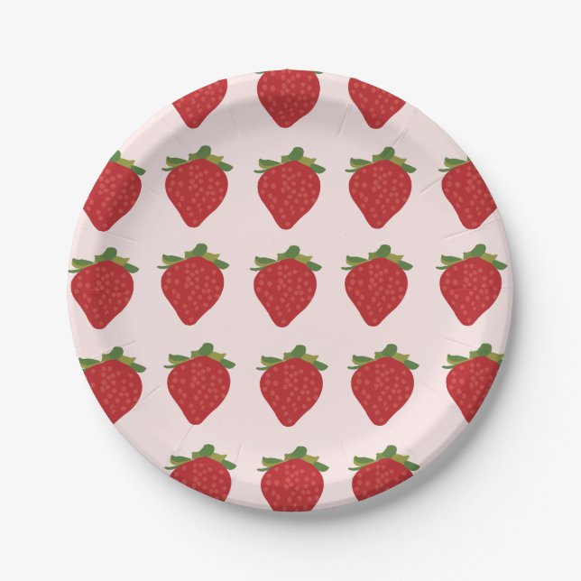 Strawberry Berry Sweet Birthday Party Strawberries Paper Plate (Front)
