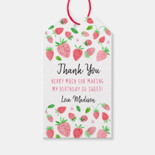 Strawberry Berry Sweet Birthday Thank You Gift Tags