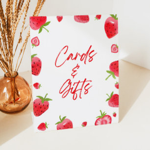 Strawberry Berry Sweet Cards & Gifts Pedestal Sign