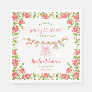 Strawberry Berry Sweet Clothesline Baby Shower  Napkin