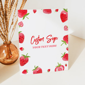 Strawberry Berry Sweet Custom Party Pedestal Sign