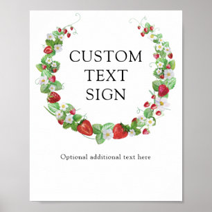 Strawberry Berry Sweet   Custom Text Baby Shower Poster