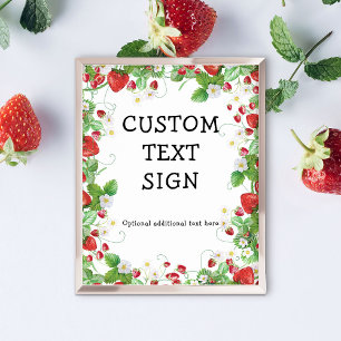 Strawberry Berry Sweet Custom Text   Party Sign