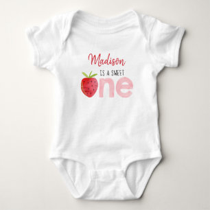 Strawberry Berry Sweet First Birthday Baby Bodysuit