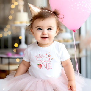 Strawberry Berry Sweet First Birthday Baby T-Shirt