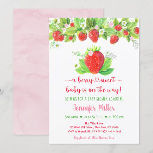 Strawberry Berry Sweet Floral Baby Shower Invitation