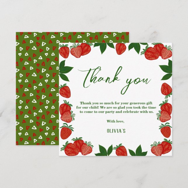 Strawberry Berry Sweet Fruit Fresh Thank you card (Front/Back)