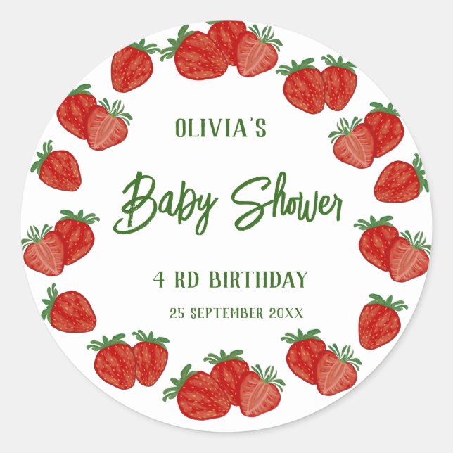 Strawberry Berry Sweet Fruit Shcool Office Gift Classic Round Sticker (Front)