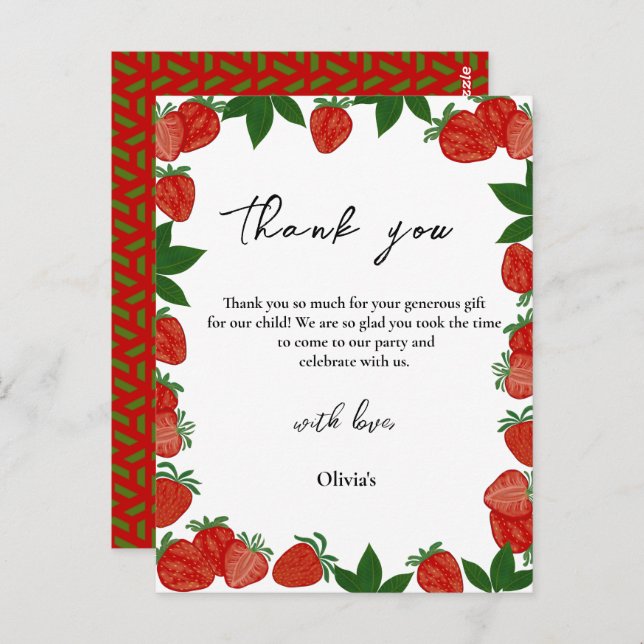 Strawberry Berry Sweet Fruit thank you Postcard (Front/Back)