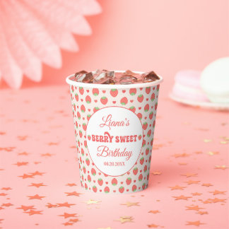 Strawberry Berry Sweet Girl Birthday Party Paper Cups