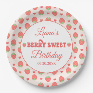 Strawberry Berry Sweet Girl Birthday Party Paper Plate