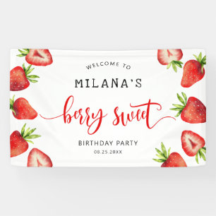 Strawberry Berry Sweet Girls Birthday Party  Banner