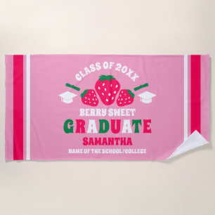 Strawberry Berry Sweet Graduation Beach Towel