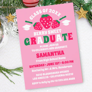 Strawberry Berry Sweet Graduation Party  Invitation