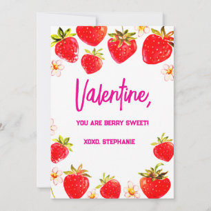Strawberry Berry Sweet Kids Valentines Day Invitation