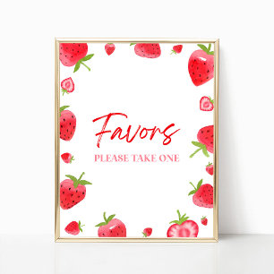 Strawberry Berry Sweet Party Favours Sign