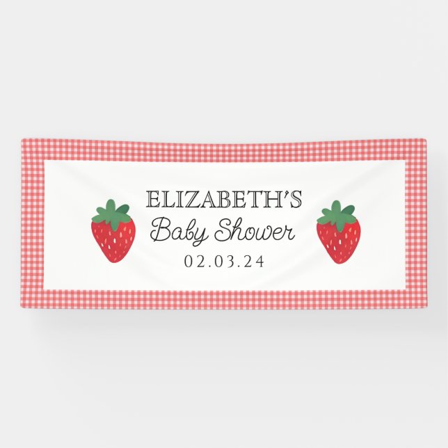 Strawberry Berry Sweet Picnic Baby Shower   Banner (Horizontal)