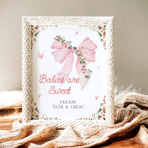 Strawberry Berry Sweet Pink Bow Babies are Sweet Poster