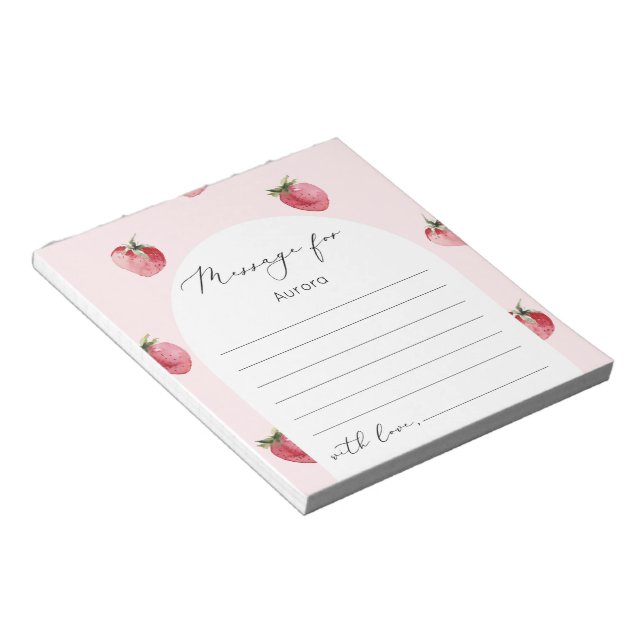 Strawberry berry sweet time capsule message notepad (Angled)