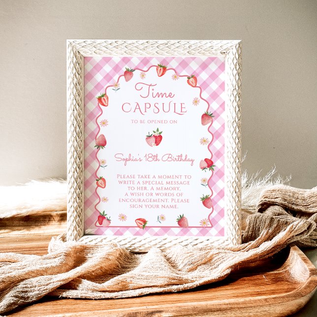 Strawberry Berry Sweet Wavy Time Capsule Birthday Poster (Creator Uploaded)