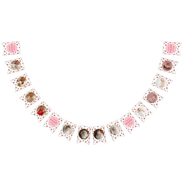 Strawberry Birthday 12 Month Photo Milestone Bunting (All)
