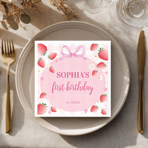 Strawberry Birthday Berry First Party Napkins