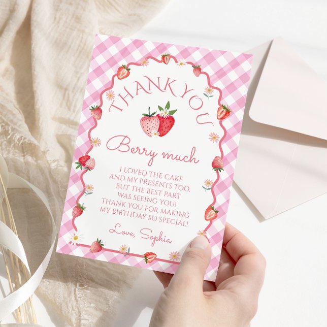 Strawberry Birthday Berry Much Thank You Card (Creator Uploaded)