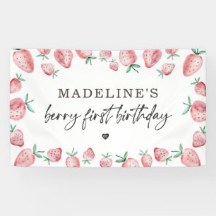 Strawberry Birthday Berry Sweet Backdrop Banner