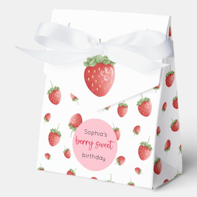 Strawberry Birthday Berry Sweet Favour Box (Front)