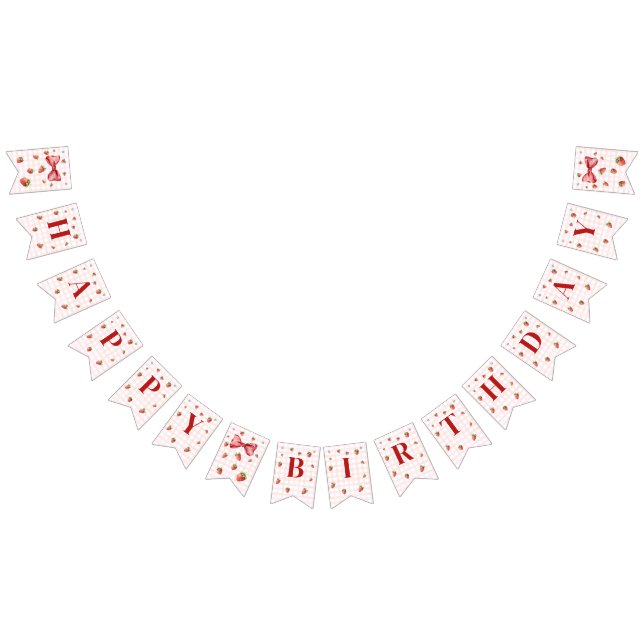 Strawberry Birthday bunting banner (All)