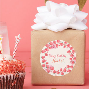Strawberry Birthday Classic Round Sticker