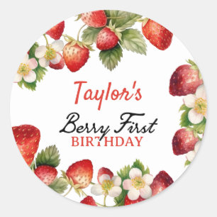 Strawberry Birthday Classic Round Sticker