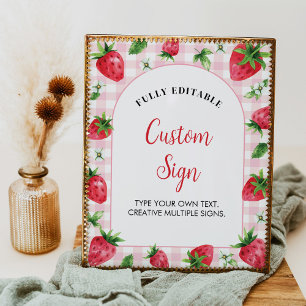 Strawberry Birthday Custom Table Sign Berry Sweet