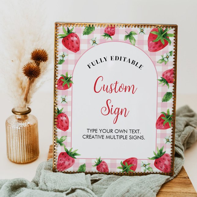 Strawberry Birthday Custom Table Sign Berry Sweet (Creator Uploaded)